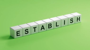 Metni Estabil olan ahşap küpler. Finansal. Finansman. Ahşap küplerin kapanışı, İş Konsepti 3D.