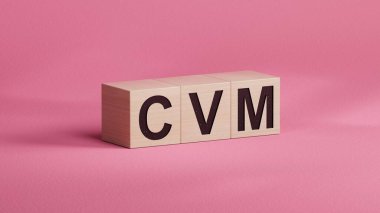 Müşteri Değeri Yönetimi sözcüğü ahşap küpün üzerine kuruludur. Tahta küpleri, İş Konsepti 3D yorumlama.