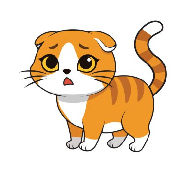 Sevimli ve endişeli bir çizgi film kedi yavrusu logosu. Evcil hayvan ticareti, çocuk markası ya da hayvan kurtarma için mükemmel.