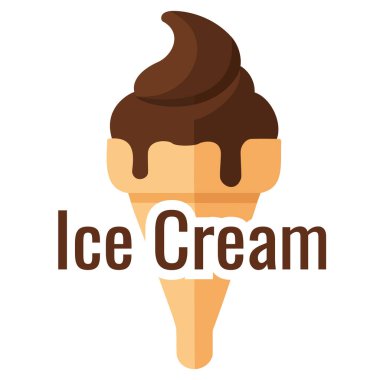 Yiyecek, tatlı ve kafe logoları için çikolatalı dondurma külahı vektör çizimi