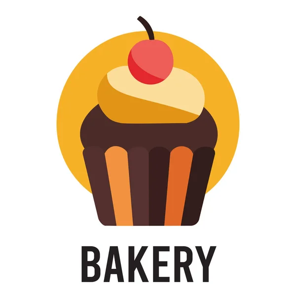 Üstünde kiraz olan bir kek pastanesi logosu. Pasta dükkanı, kafe ya da tatlı işi için mükemmel.