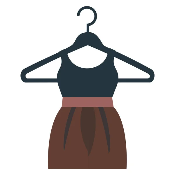 Askıdaki kadın elbisesi, basit bir moda tasarımı illüstrasyonu, giyim mağazası logosu için mükemmel, butik marka.
