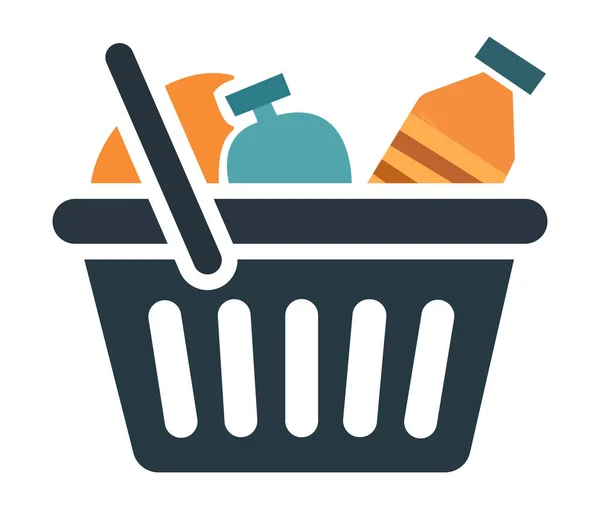 Marketlerle dolu bir alışveriş sepeti logosu, perakende, e-ticaret veya çevrimiçi market markası için ideal.