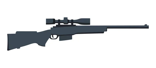 Dürbünlü bir keskin nişancı tüfeği silueti. Askeri, avcılık ve hedef spor kavramları için vektör çizimi.
