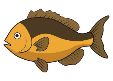 Bir balık çizimi, logo, çocuk markası ya da deniz ürünleri işi için mükemmel.