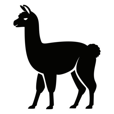 Siyah bir lama silueti gururla duruyor, hayvan, çiftlik ve Güney Amerika temaları için ideal, benzersiz vahşi yaşamı temsil ediyor.