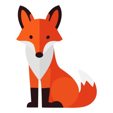 Kırmızı tilki oturma vektörü çizimi, kendine özgü çalı kuyruğu ve sivri kulakları var.