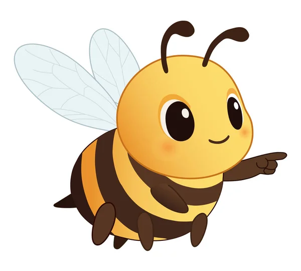 Siyah ve sarı şeritli, ileri ve ileri doğru uçan bir arı karakterinin hoş bir çizimi.