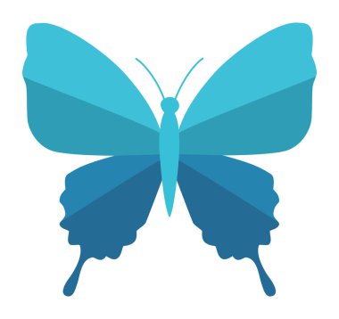 Geniş kanatları olan güzel bir mavi kelebek, doğa, güzellik ve dönüşüm için mükemmel.