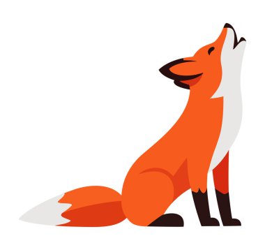 Uluyan Turuncu Tilki çizgi film logosu, vahşi yaşam, doğa ve hikaye anlatma temaları için mükemmel.