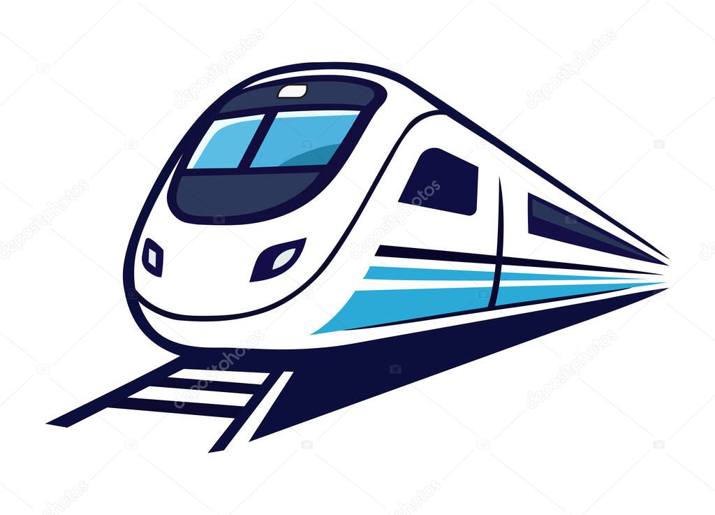 Modern high-speed train logo illustration, ideal for travel, transportation, and technology themes