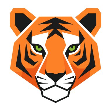 Geometrik kaplan baş vektör logosu, spor takımları, ticari markalar ya da hayvan temalı maskot tasarımı için mükemmel..