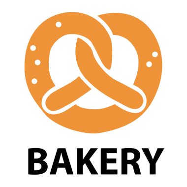 Altın simit çizimi fırın logosu için mükemmel, geleneksel krakerleri temsil ediyor, markalaşmak için ideal.