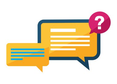 İletişim faq sohbet müşteri servisi ve sorun çözme için konuşma balonu vektör ilüstrasyonu