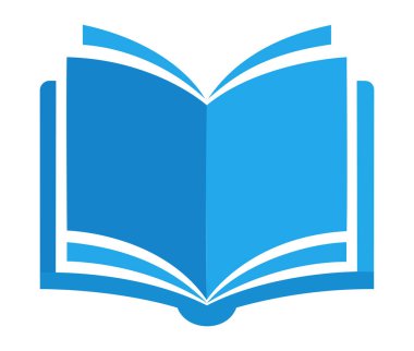 Eğitim, okuma, öğrenme, bilgi, kütüphane, edebiyat ve okul konularını temsil eden açık bir kitap logosu