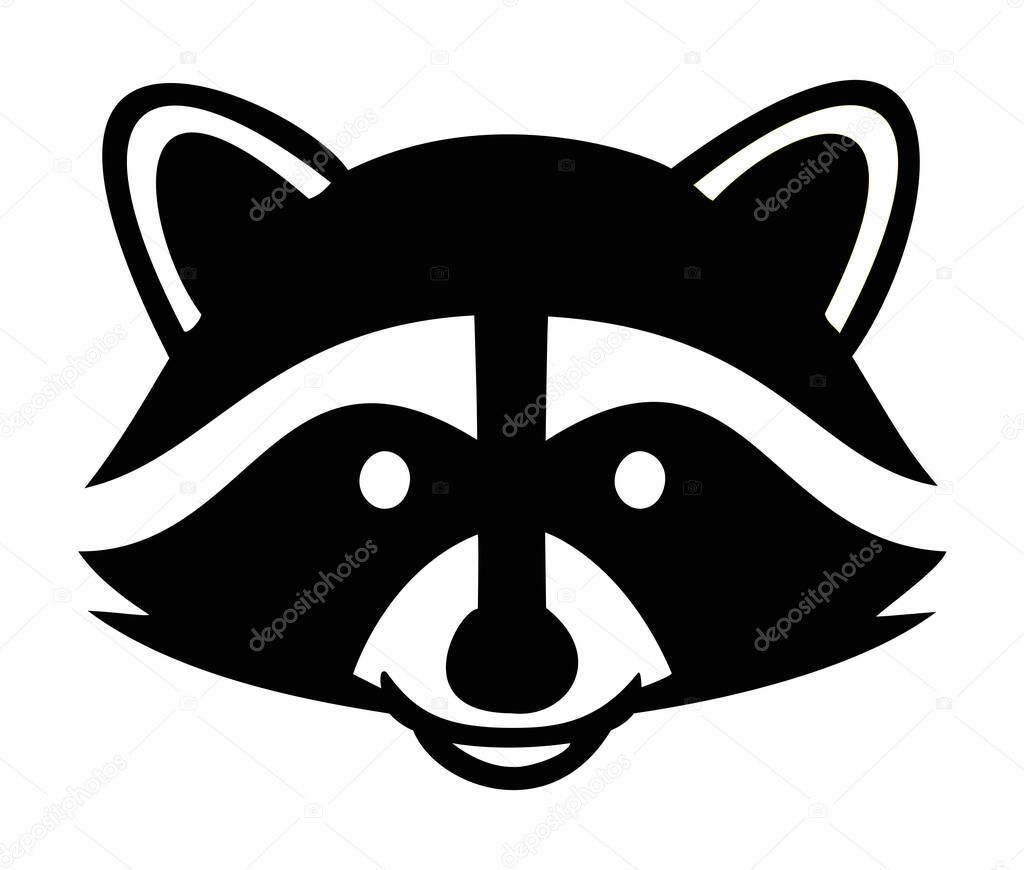 A raccoon face logo, an illustration representing wildlife, animals, nature, and cute character logos