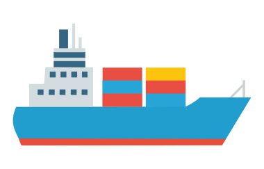 Küresel taşımacılık, lojistik ve uluslararası deniz ticaretini temsil eden renkli konteynırlar taşıyan bir kargo gemisi.