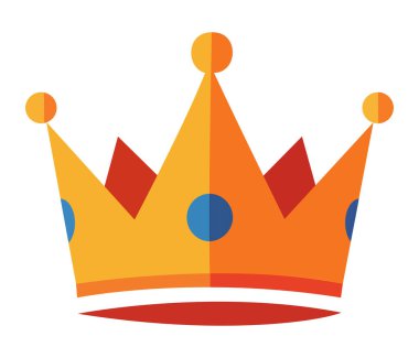 Mavi ve kırmızı detaylarla altın taç, kraliyeti, gücü, liderliği, monarşiyi, zaferi ve görkemliliği simgeleyen bir illüstrasyon.