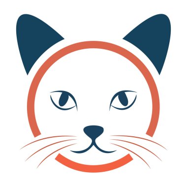 Kedi yüzlü vektör illüstrasyon logosu ya da evcil hayvan dükkanı veteriner kliniği ya da kedi markası kimliği simgesi
