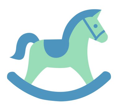 Çocuk mağazası veya çocuk odası dekorasyonu için ahşap sallanan at vektör çizimi simgesi