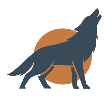 Dolunaya karşı uluyan kurt silueti çizimi doğayı, vahşi doğayı ve gücü simgeliyor.