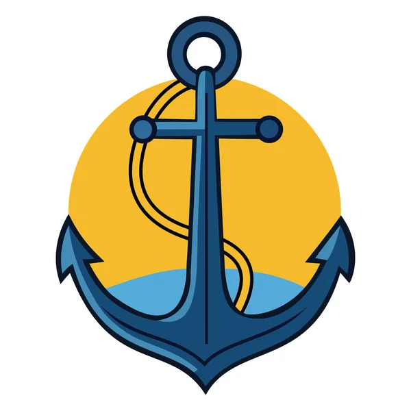 Denizcilik temaları için güneş ve deniz arkaplanı üzerine geleneksel gemi sunucusu simgesi çizimi