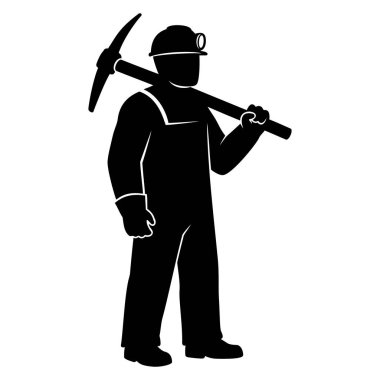 Elinde kazma tutan bir madenci, madencilik, inşaat, endüstri ve iş temaları için mükemmel.