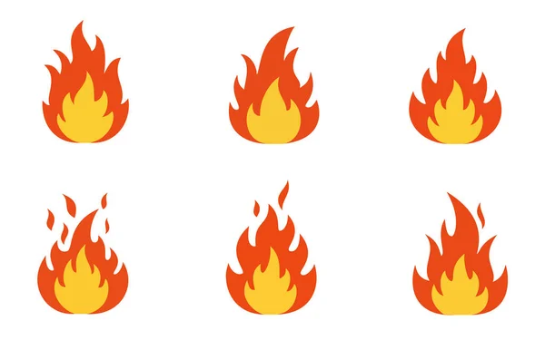 Ateş alev simgeleri şeffaf arkaplan ile vektör belirledi, tasarım, emoji, animasyon, web ve yaratıcı projeler için vektör yanan alev çizimleri