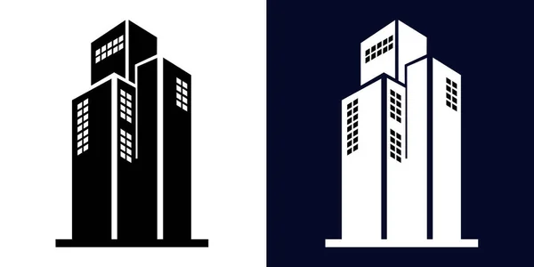 Kentsel tasarım ve emlak işleri için şehir binaları vektör ikonu, gökdelen ve mimari illüstrasyon