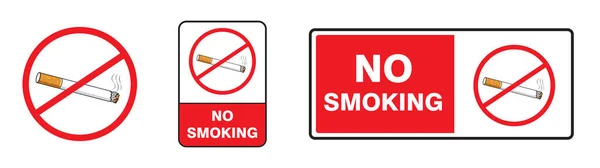 Sigara içilmeyen bölgeler ve sağlık bilinci için sigara içilmeyen bölgeler ve metinler içeren sigara yasağı sembolleri koleksiyonu - vektör çizimleri