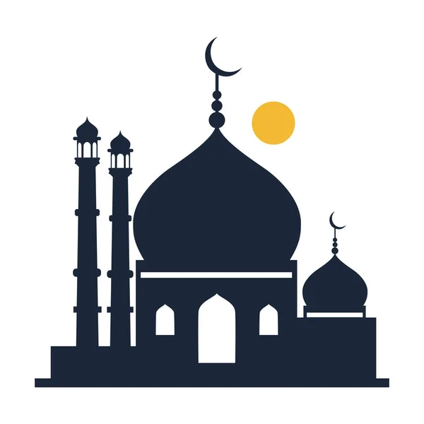 Cami vektörü silueti, İslami dini yapı illüstrasyonu, Ramazan ve Kurban Tasarımları Vektörü grafiği