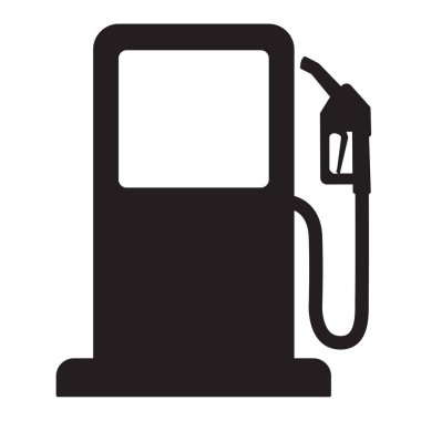 Siyah bir benzin pompası ikonu, yakıt endüstrisi haritaları, uygulamaları ve ulaşım grafik tasarımı için mükemmel bir benzin istasyonu sembolü.