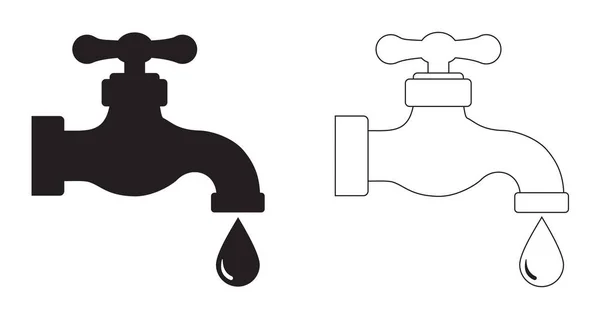 Su musluğu vektör simgeleri, damlayan su resimli musluk, tesisat tasarımları için grafikler