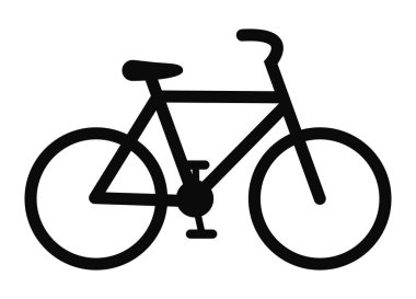 Gösterişli bir siyah bisiklet ikonu, bisiklet, ulaşım, spor, çevre dostu seyahat ve boş zaman aktivitelerini temsil ediyor..