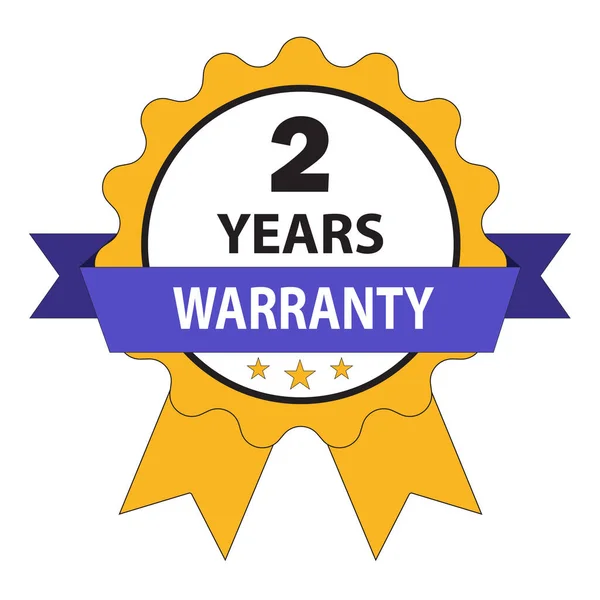 Mor kurdeleli parlak iki yıllık garanti rozeti ürünlerin güvenilirliğini ve müşteri memnuniyetini göstermek için ideal.,