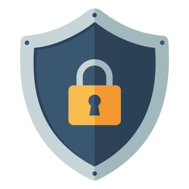 Asma kilitli sağlam bir kalkan simgesi, dijital güvenlik, veri koruması, mahremiyet ve sağlam sistem için çevrimiçi güvenliği sembolize ediyor