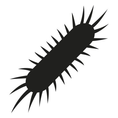 Siyah bakteri veya virüs hücresi silueti, bilim, sağlık ve hastalık için mükemmel bir mikroskobik organizma çizimi