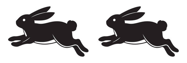 Силуэт черного кролика, динамичный контур кролика, идеально подходит для скорости, ловкости, природы и животных дизайн или логотипы
