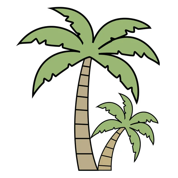 İki stil palmiye ağacı, tropikal manzaralar, plaj tatilleri ve yaz tatilleri..