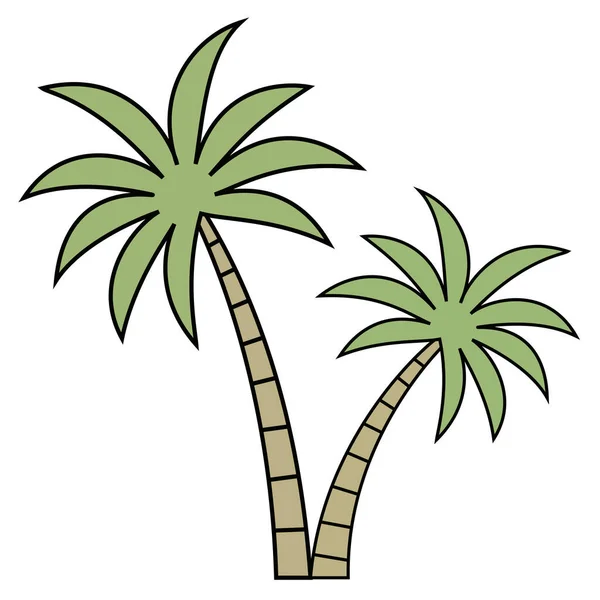 Tatili simgeleyen iki tropik palmiye ağacı, yaz ve plaj cenneti, seyahat temaları için mükemmel..