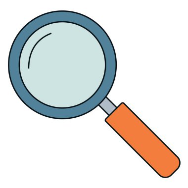 Mavi ve turuncu büyüteç ikonu, arama, keşif, zum ve araştırma kavramlarını resmetmek için mükemmel.