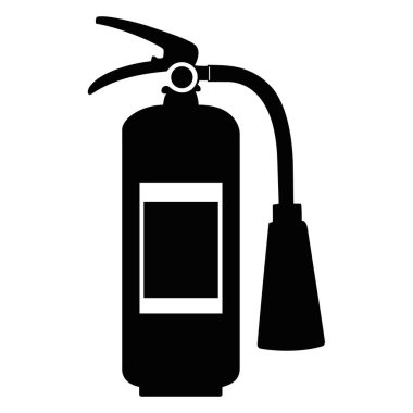 Yangın söndürücü silindirinin siyah siluet simgesi. Güvenlik, acil durum ve yangın önleme temaları için mükemmel.