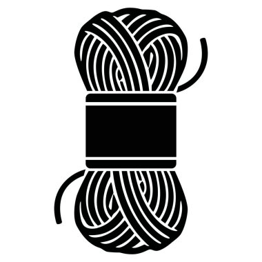 İplik yumağı ya da iplik makarasının siyah siluet simgesi. El işi, örgü ve tekstil ile ilgili temalar için mükemmel.