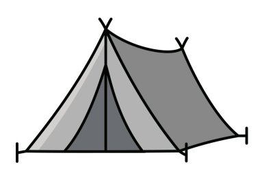Minimalist gri bir çadır. Kamp, açık hava macerası, seyahat ve doğayla ilgili tasarımlar için mükemmel.