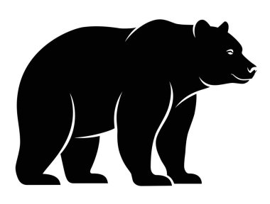 Kara ayı ayakta duran siluet, vahşi doğa, vahşi yaşam veya açık hava maceraları için güçlü ve görkemli bir hayvan ikonu.