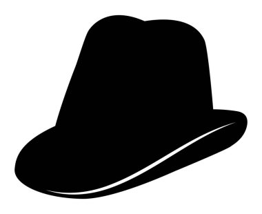 Gösterişli siyah fötr şapka silueti, herhangi bir tasarım projesine klasik tarz veya gizem katmak için mükemmel.