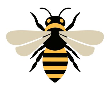 Sarı ve siyah çizgili yaban arısı çizimi, doğa, böcekler, tozlaşma ve tarım temaları için idealdir.