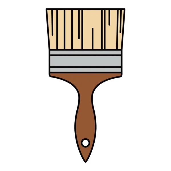 Geniş bir boya fırçası çizimi. Kahverengi ahşap sapı ve açık renkli kılları var. Genellikle resim yapmak için kullanılır.