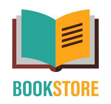 Bir kitapçı, okuma, eğitim ve öğrenme temaları için bir açık kitap vektör illüstrasyon logosu
