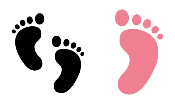Bebek ayak izleri logosu siyah ve pembe, ebeveynlik, çocuk bakımı ve aile markaları için vektör çizimi